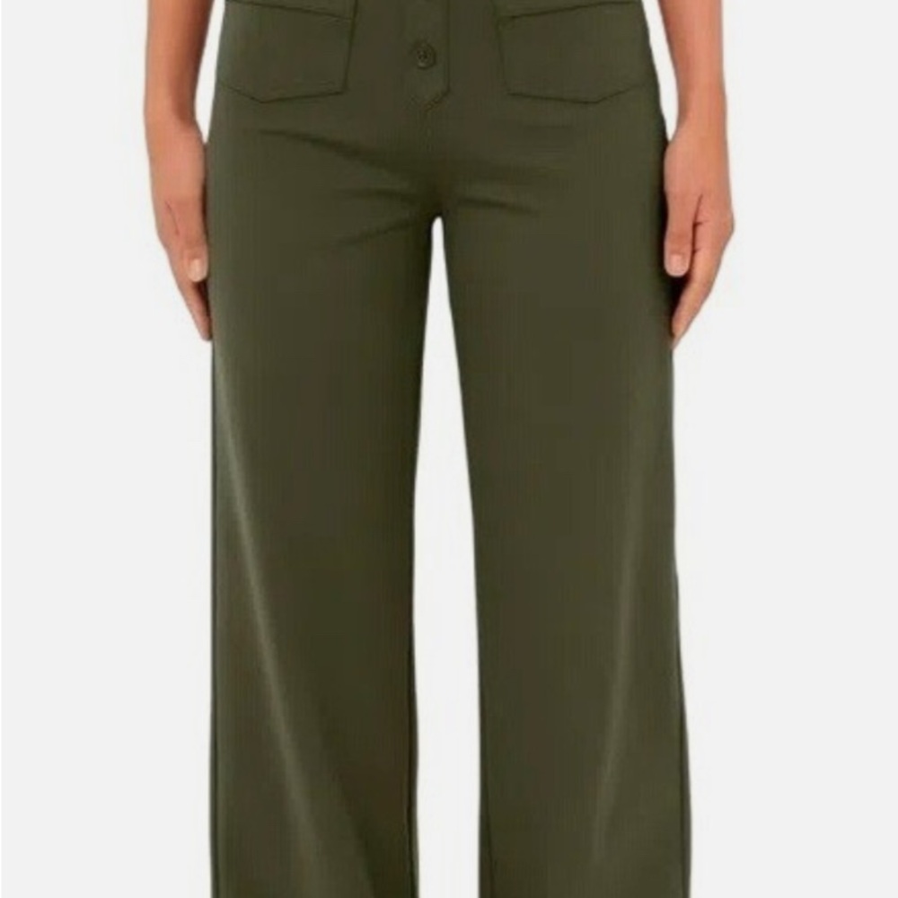 HALARA High Waisted Pockets Straight Leg Casual Pants lone pine green olive XL